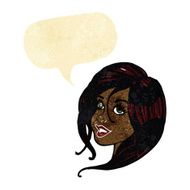 cartoon pretty female face with speech bubble N12