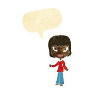cartoon woman with open arms speech bubble N7