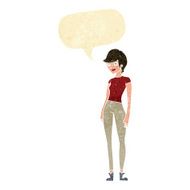 cartoon modern attractive woman with speech bubble N2