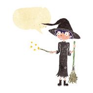cartoon witch casting spell with speech bubble N4