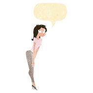 cartoon attractive girl with speech bubble N2