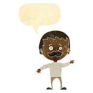 cartoon man with mustache waving speech bubble N2