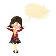 cartoon happy girl with speech bubble N6