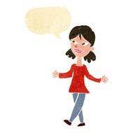 cartoon woman with no worries speech bubble N3