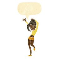 cartoon pretty woman dancing with speech bubble