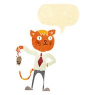 cartoon business cat with dead mouse speech bubble N2