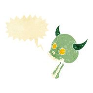 cartoon spooky skull with speech bubble N22