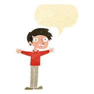 cartoon enthusiastic man with speech bubble N2
