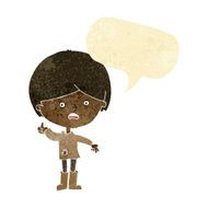 cartoon unhappy boy with speech bubble N4