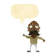 cartoon worried old man with speech bubble N2