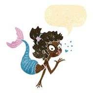 cartoon pretty mermaid with speech bubble N6