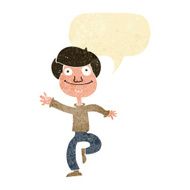 cartoon dancing man with speech bubble N4