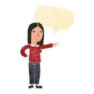 cartoon woman pointing with speech bubble N19