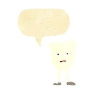 cartoon yellowing tooth with speech bubble