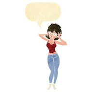 cartoon pretty woman with speech bubble N27