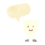 cartoon tooth looking afraid with speech bubble