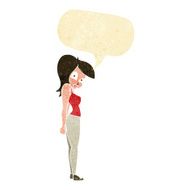 cartoon pretty woman with speech bubble N28