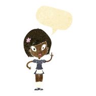 cartoon pretty maid with speech bubble