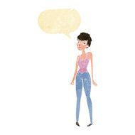 cartoon pretty woman with speech bubble N29