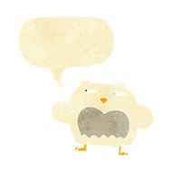 cartoon suspicious owl with speech bubble N2