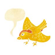 cartoon garden bird with speech bubble N7