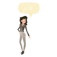 cartoon pretty woman with speech bubble N31