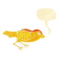 cartoon garden bird with speech bubble N8