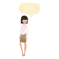 cartoon pretty businesswoman with speech bubble N2
