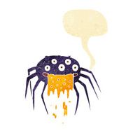 cartoon gross halloween spider with speech bubble N3