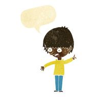 cartoon boy with question speech bubble N3