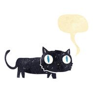 cartoon black cat with speech bubble N4