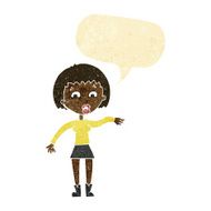 cartoon surprised woman with speech bubble N25