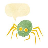 cartoon spooky halloween skull spider with speech bubble N2