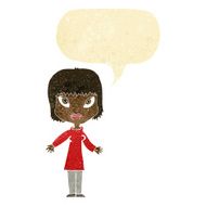 cartoon woman with open arms speech bubble N8