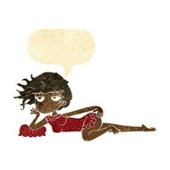 cartoon woman in sexy pose with speech bubble N3