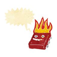 cartoon red hot computer chip with speech bubble