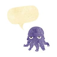 cartoon alien squid face with speech bubble N2