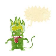 cartoon little devil with speech bubble N3