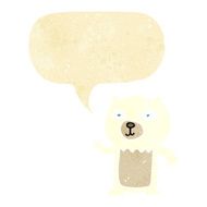 cartoon waving polar bear cub with speech bubble N7