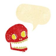 cartoon spooky skull with speech bubble N23