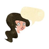 cartoon pretty female face with speech bubble N13