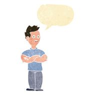 cartoon man with crossed arms speech bubble N4