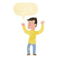 cartoon terrified man with speech bubble N24