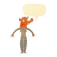 cartoon friendly fox woman with speech bubble