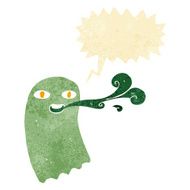 funny cartoon ghost with speech bubble