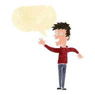 cartoon happy boy waving with speech bubble N3