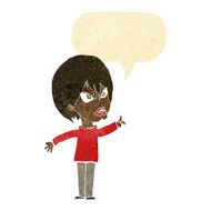 cartoon woman arguing with speech bubble