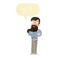cartoon bearded hipster man with speech bubble N2