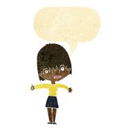 cartoon curious woman with speech bubble N6