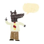 cartoon business wolf with idea speech bubble